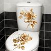 1 Sheet Beautiful Golden Flower Toilet Sticker Bathroom Toilet Cover Decorative Sticker Waterproof Self Adhesive