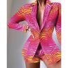 European and American Women's Clothing Fashion Suit Print Shorts Suit Long Sleeve Printed Shorts Suit
