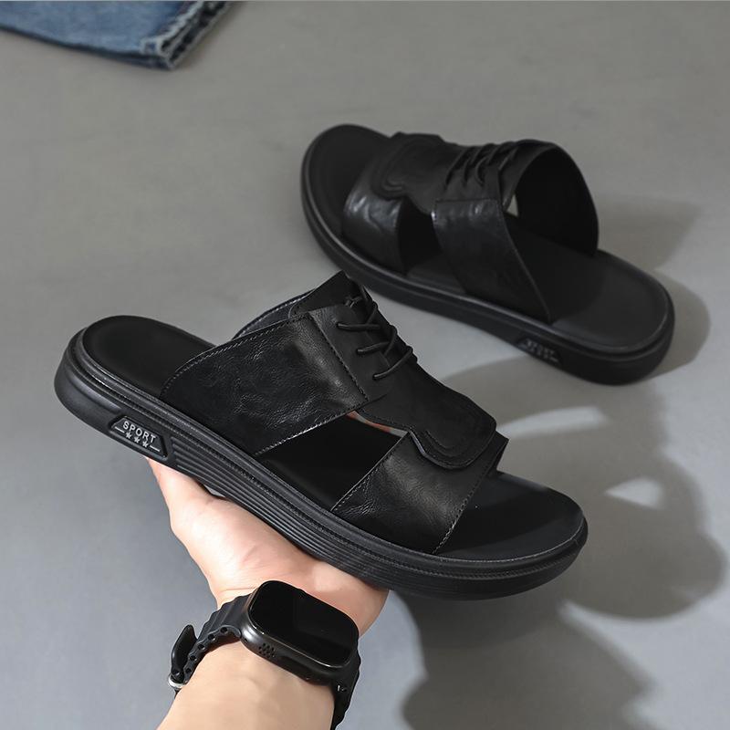 

Сандалии мужские новинка летняя одежда 2025 года сандалии двойного назначения нескользящие, дезодорирующие и износостойкие пляжные тапочки 605-К 38 чёрный