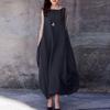 Trendy Women Summer Sleeveless Loose Pocket Big Hem Simple Style Solid Color Vestidos Lady Spring Fashion New Long Dress