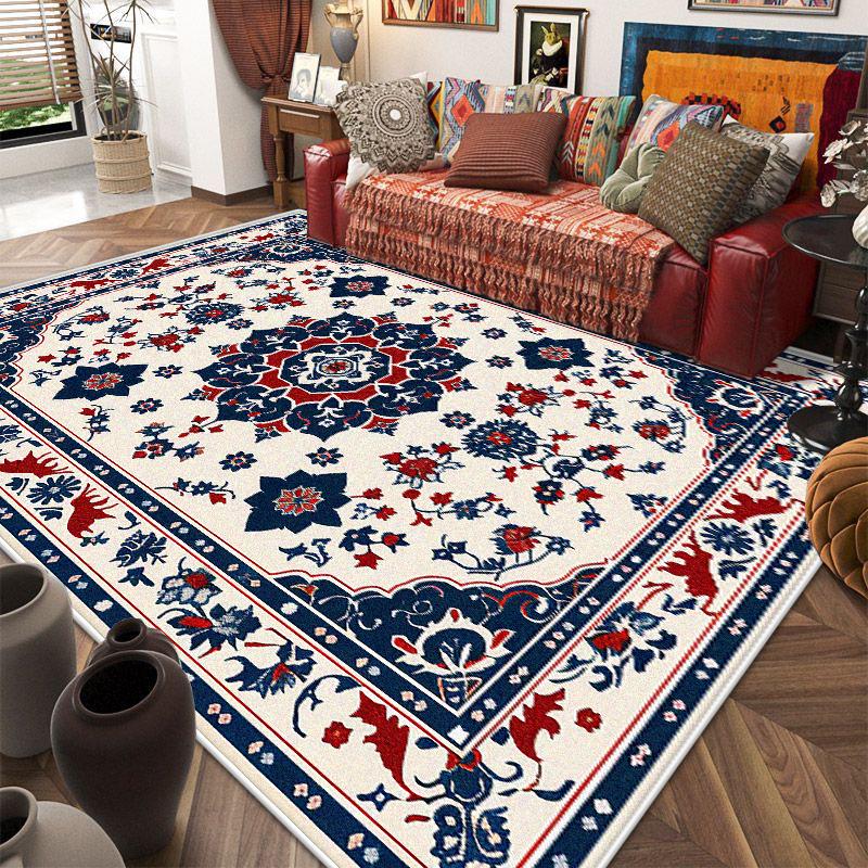 Retro American Style Persia Carpet Living Room Decoration Coffee Table Area Floor Mat Non-slip Bedroom Cloakroom Washable Rugs