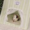 Small Pet Tent Hideout House Bottomless Cozy Sleeping Tent for Rabbits Guinea Pig with Cute Curtains Floral Print Hamster Cage