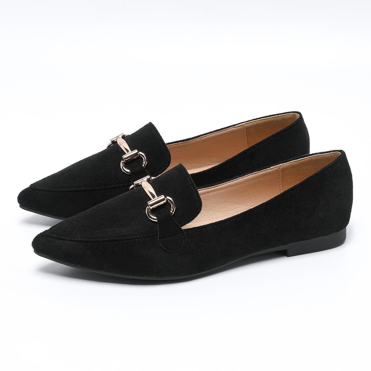 

Одиночные туфли с заостренным носком и плоской подошвой Одиночные туфли Универсальные женские туфли с одной педалью Большой размер 43 чёрный