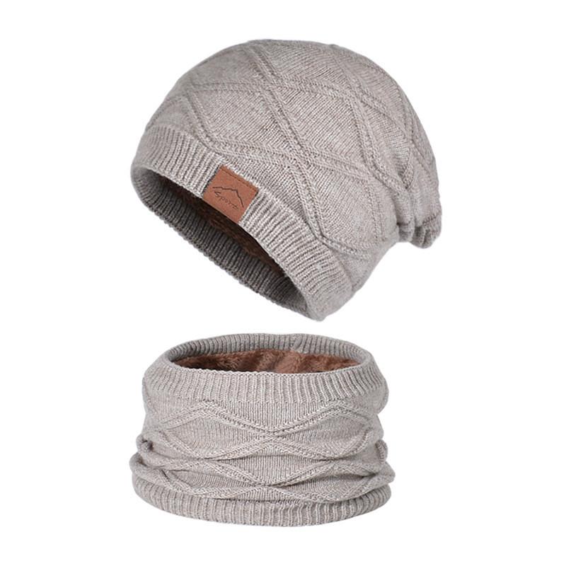 Knitted Winter Hat And Neck Warmer Set With Windproof Insulation For Men And Women