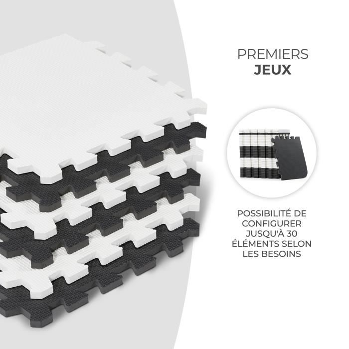 Tapis en mousse 1er âge Kinderkraft LUNO - Puzzle bébé - Noir et blanc