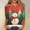 Christmas Limited Edition Women's 3D Snowflake and Snowman Print Round Neck Long Sleeve Hoodies Fashion Casual Long Sleeve Top