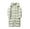 New Lulu nine-grid medium and long white duck down over the knee down jacket hooded thickened autumn and winter women's coat