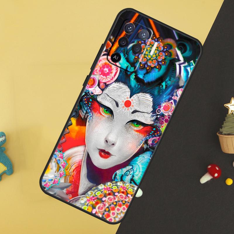 Japanese Geisha Case For Oppo A80 A60 A40 A54 A74 A94 A18 A38 A58 A78 A98 A96 A76 A16 A15 A17 A57 A5 A6 Pro