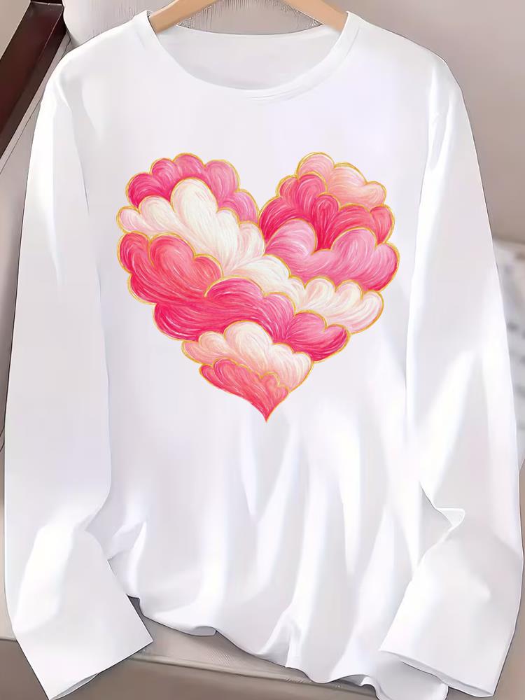 (Asian Size) Long Sleeve T-shirts Casual Clothing Women butterfly cute o-neck Print T Shirt autumn winter spring Fashion Top Graphic Tee