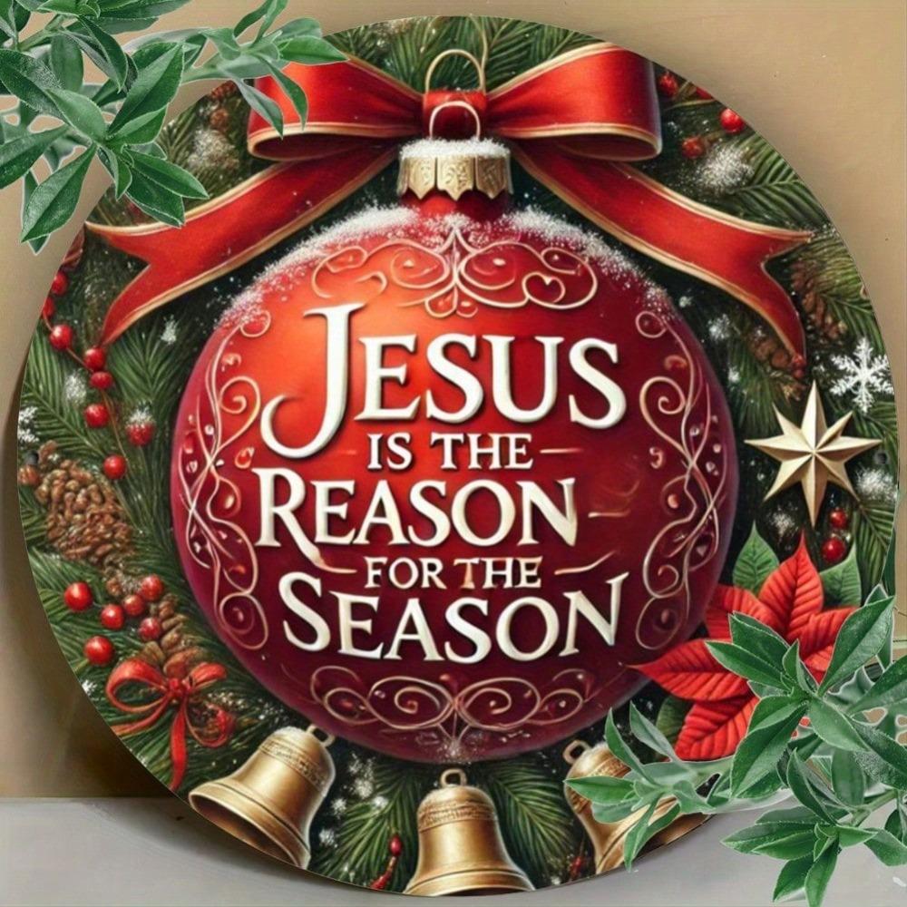 Metal Tin Art Sign Jesus Christmas Round Wall Decor 7.8 Inch Home Bar Cafe Gift