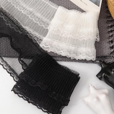 8cm Wide Elastic Double Lace Ribbon Flower Embroidery Black Sewing Fabric Needlework Accessories DIY Crafts Lace Trim 5yards