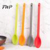 Non-stick Silicone Spoon Long Handle Spoon, Heat Resistant Food Grade Stirring Dishwasher Safe Mixing Kitchen Utensils Cooking