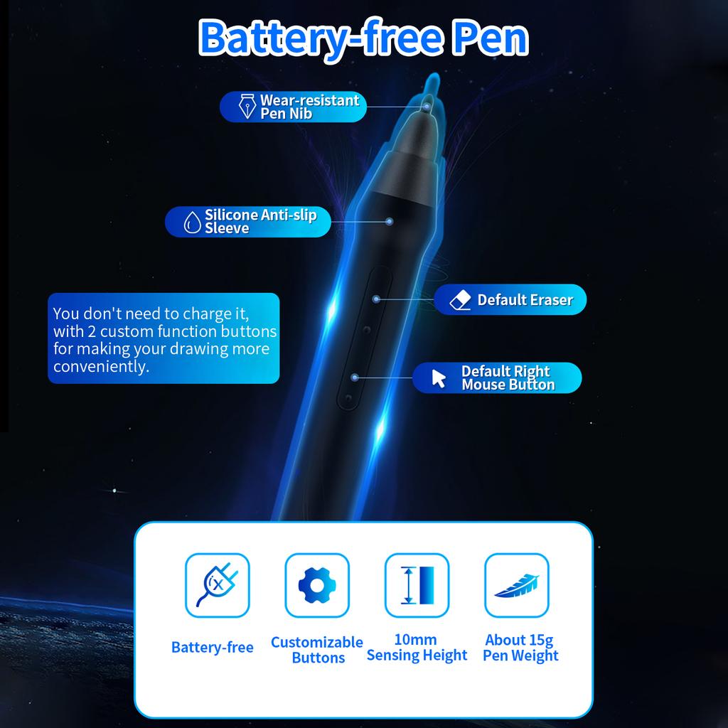 BOSTO T1060 10 x 6 İnç Dijital Sanat Grafik Çizim Tableti Pilsiz Kalem 10 Kalem Ucu 8192 Seviye Basınç 8