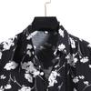 Men's Fashion Cotton Linen Print Short Sleeve Button Shirt Blouse Top