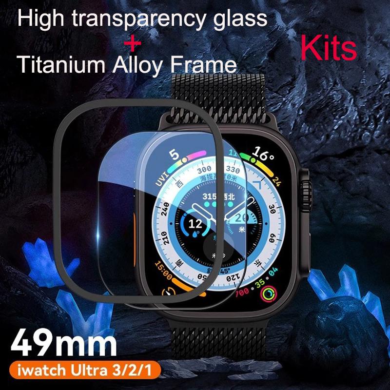 Blueo For 2025 Apple Watch Ultra 3 Screen Protector And Titanium Alloy Frame For Apple Watch Ultra1/2/3 Screen Protector 49mm