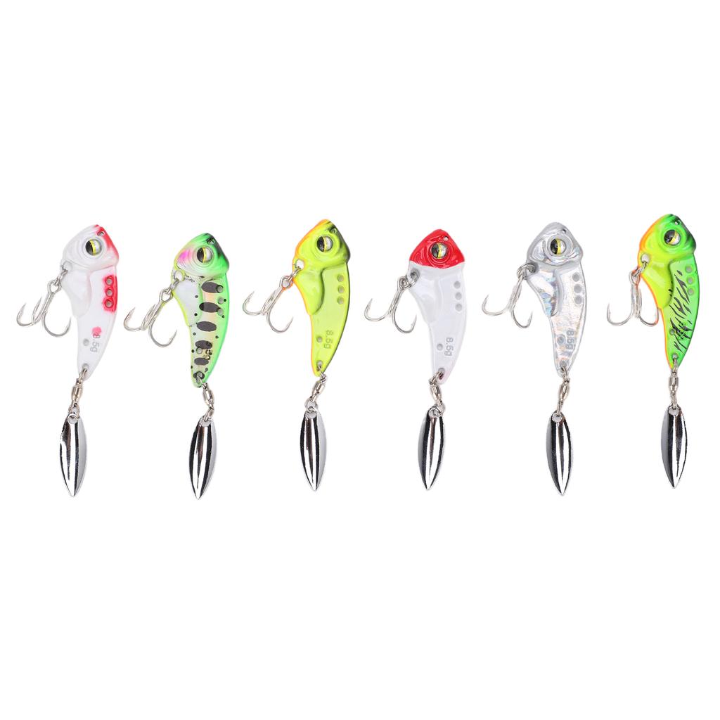 6-teiliges Köder-Simulationsköder-Köder-Köder-Set, Wobbler, Vibrationsspinner für Süßwasser, Salzwasser