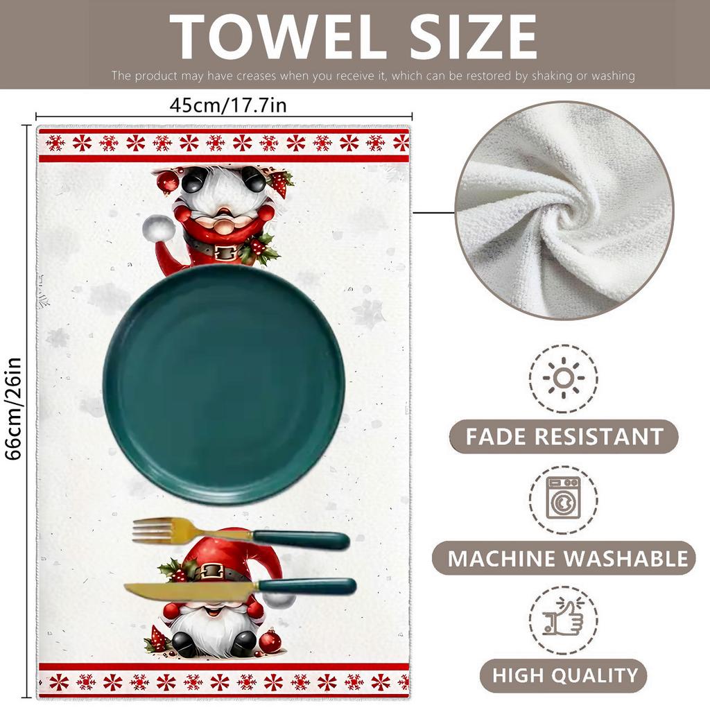 2Pcs Christmas hand towel Christmas plaid print towel Kitchen decorations 45 * 66 Dishcloth Cleaning rag