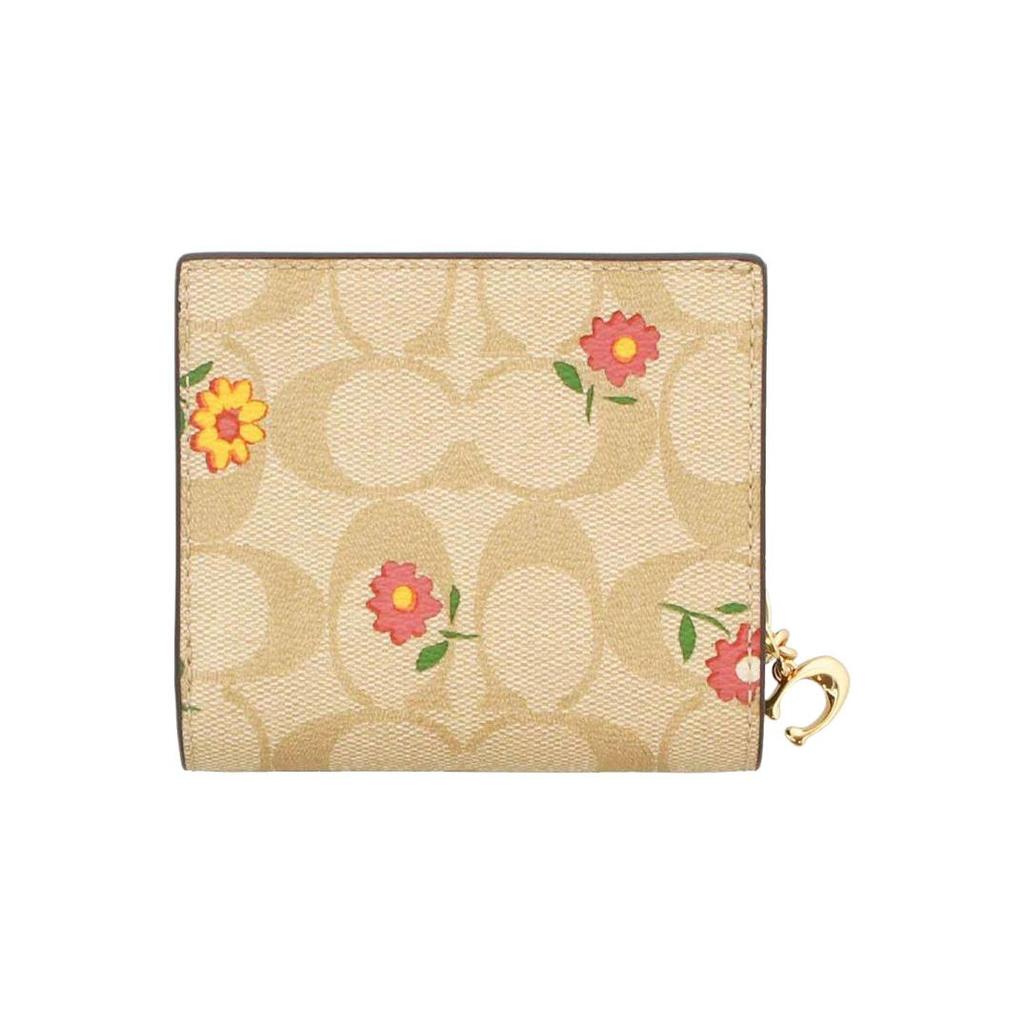 New COACH Snap Wallet Canvas With Leather Clutch Wallet Women's Khaki CH477-IMOT4