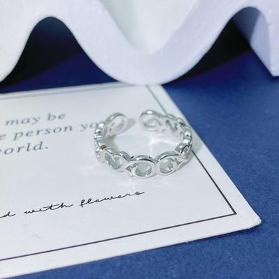 Bague ouverte géométrique réglable en argent sterling