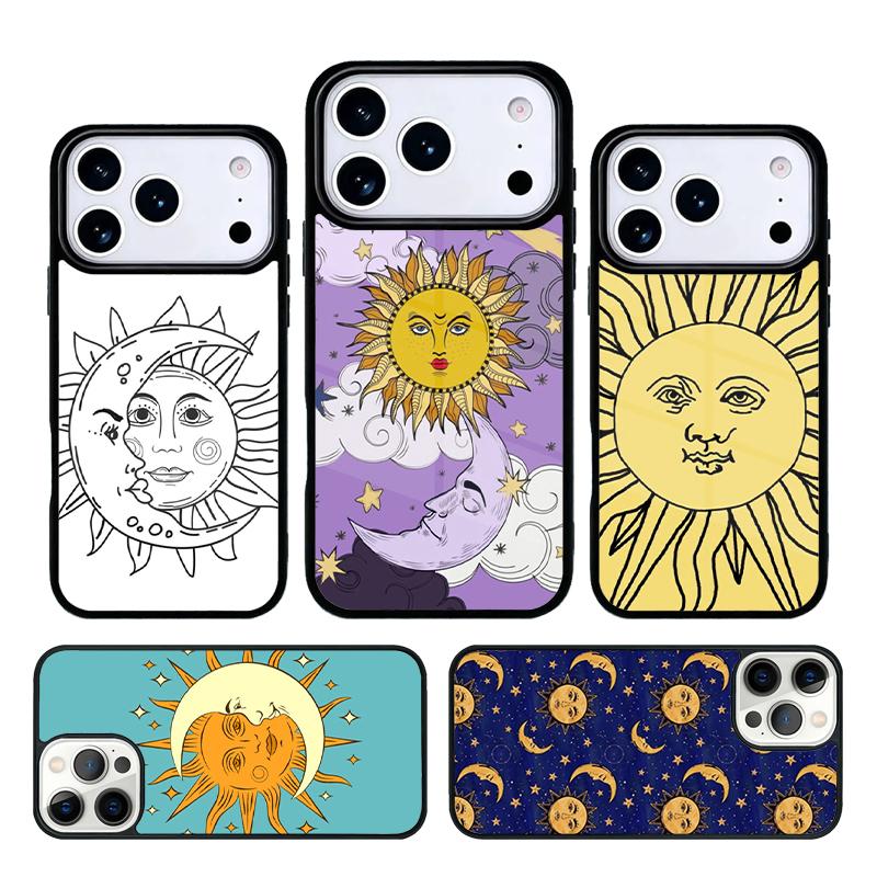 Lustige Sonne Mond Handyhülle Hülle Kompatibel mit für IPhone 17air 16e 15 14 13 12 11Pro Max 17 Air