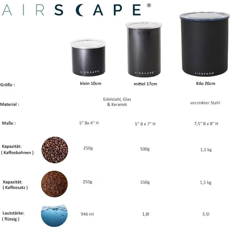 Coffee Storage Canister - Large Food Container Patented Airtight Lid 2-Way Valve Preserve Freshness Holds 2.2 lb