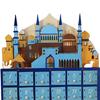 Ramadans Holz Countdown Kalender Schubladen Eid Mubarak Moschee Adventskalender Dekoration mit LED-Licht und 30 Schubladen