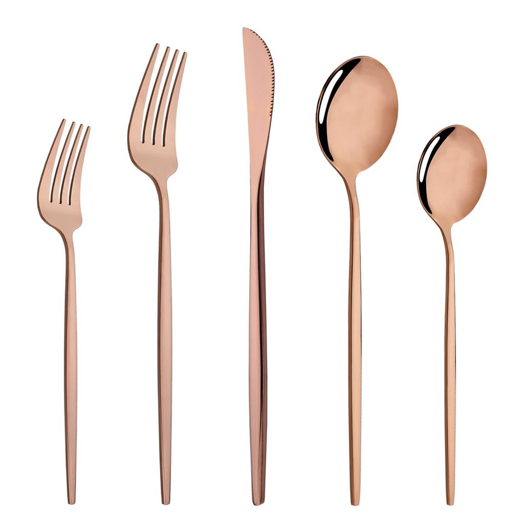 Modré zlato 5 ks Sada jídelního nádobí Stříbrné nádobí Příbory Nůž Dezert Vidlička Lžíce Nerezové nádobí Sada příborů Protable Jídelní potřeby