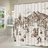 Western Denim Shower Curtain Farmhouse for Bathroom Village Cactus Desert Riding Shower Curtain with Hook 180x180cm