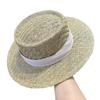 Straw Flat Top Hat Women'S Straw Hat Summer Top Hat British Seaside Vacation Sun Hat Hollow Sun Hat