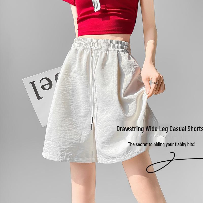 Women's 2025 Ice Silk High-Waisted Quick-Dry Wide-Leg Shorts