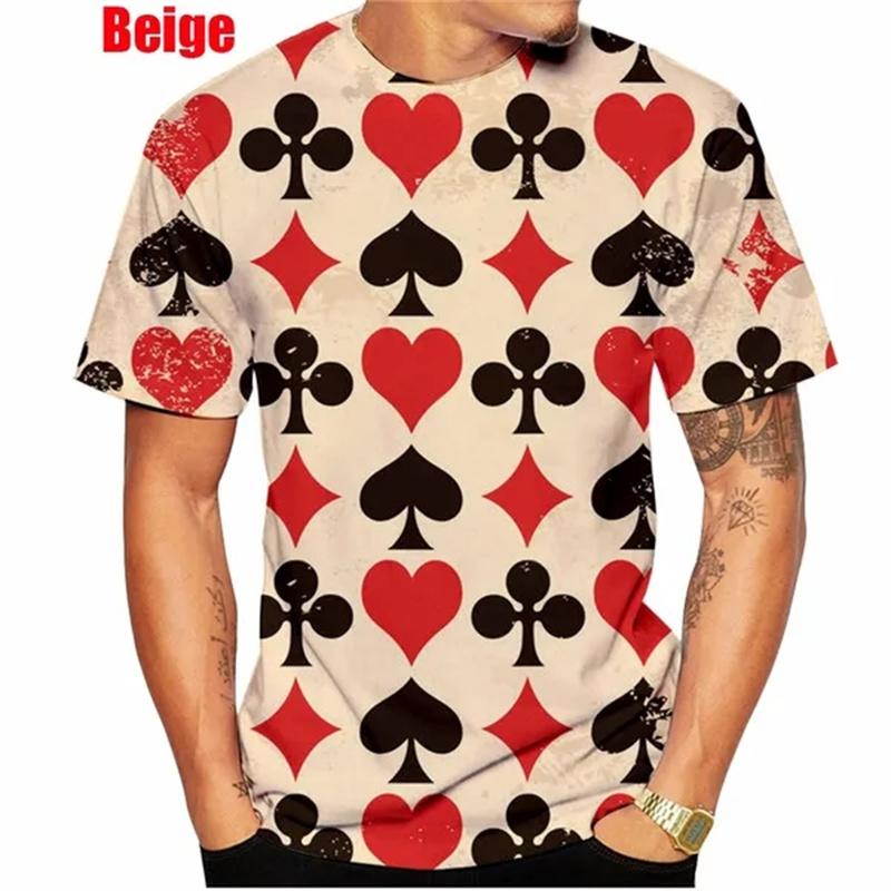Ny Mode Poker 3D-tryckt T-shirt Sommar Casual Herr Dam Hip Hop Oversize Kortärmad T-shirt Street Wear Toppar