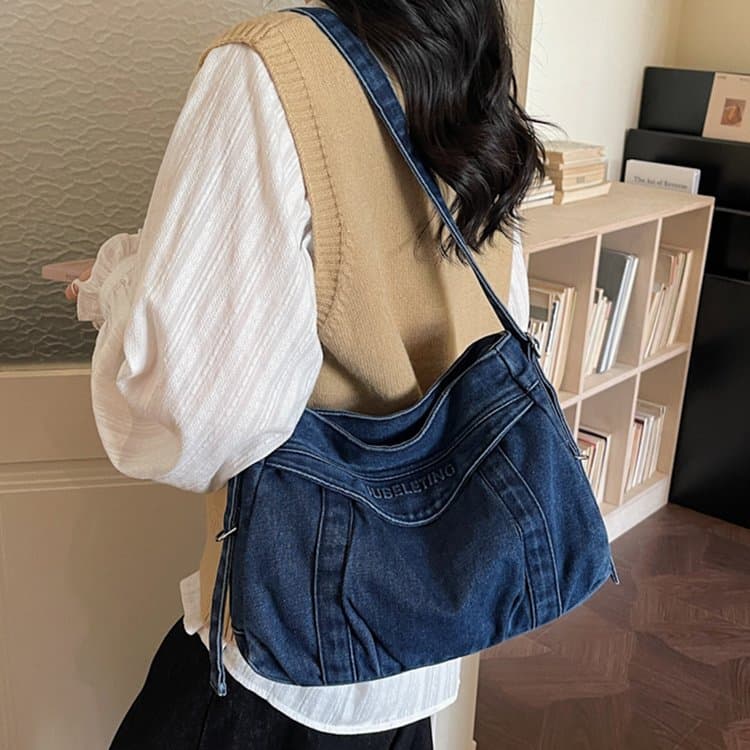 Retro old denim armpit bag women's shoulder messenger bag