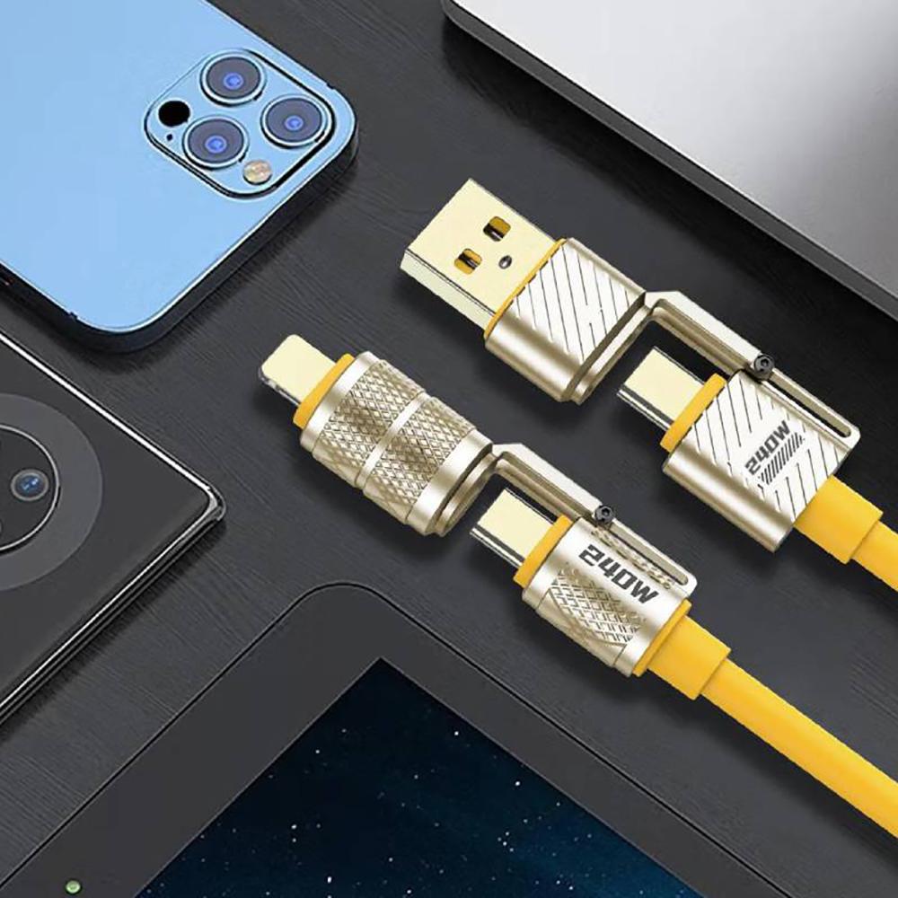 240W Multifunctionnal Cord 4-in-1 Fast Charging Data Cable Super Suitable For iPhone/Xiaomi/Huawei/Samsung Quick Charge Wire