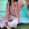 Women's Stylish Loose Tencel Cotton Sun Protection Drape Shirt – Thin Long Sleeve Korean Spring/Summer Top