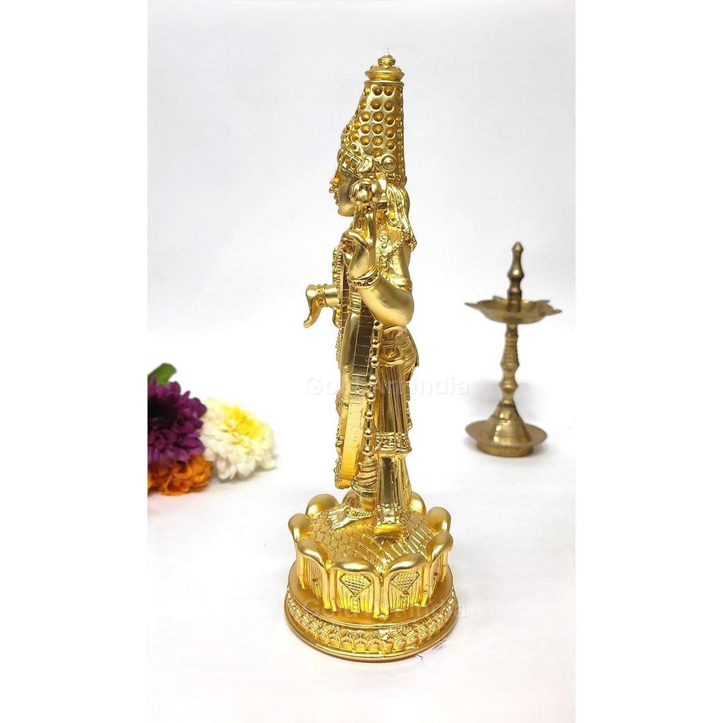 Lord Tirupati Balaji Gold Plated Matte Idol for Car Dashboard | Vishnu Ji Idol for Office Desk | Venkateswara Swamy Murti for Home Decor