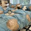 Candy House Cute Girl Heart Washed Cotton Four-piece Dormitory Single Quilt Set Three-piece Sheet Set