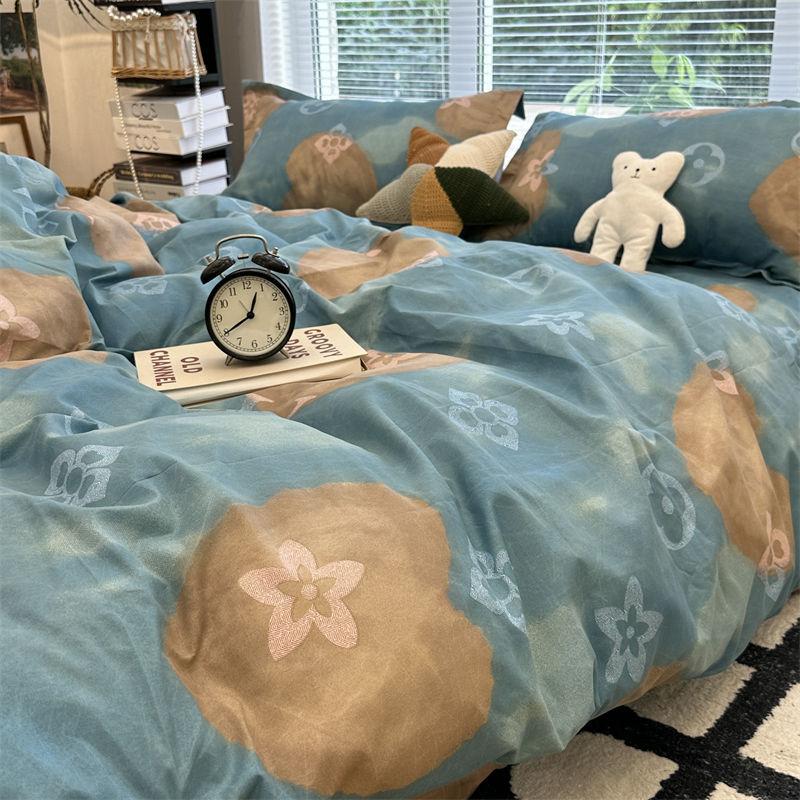 Candy House Cute Girl Heart Washed Cotton Four-piece Dormitory Single Quilt Set Three-piece Sheet Set