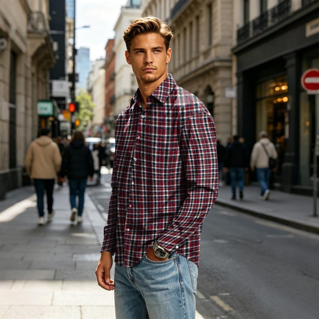 Men's Long Sleeve Collared Shirt