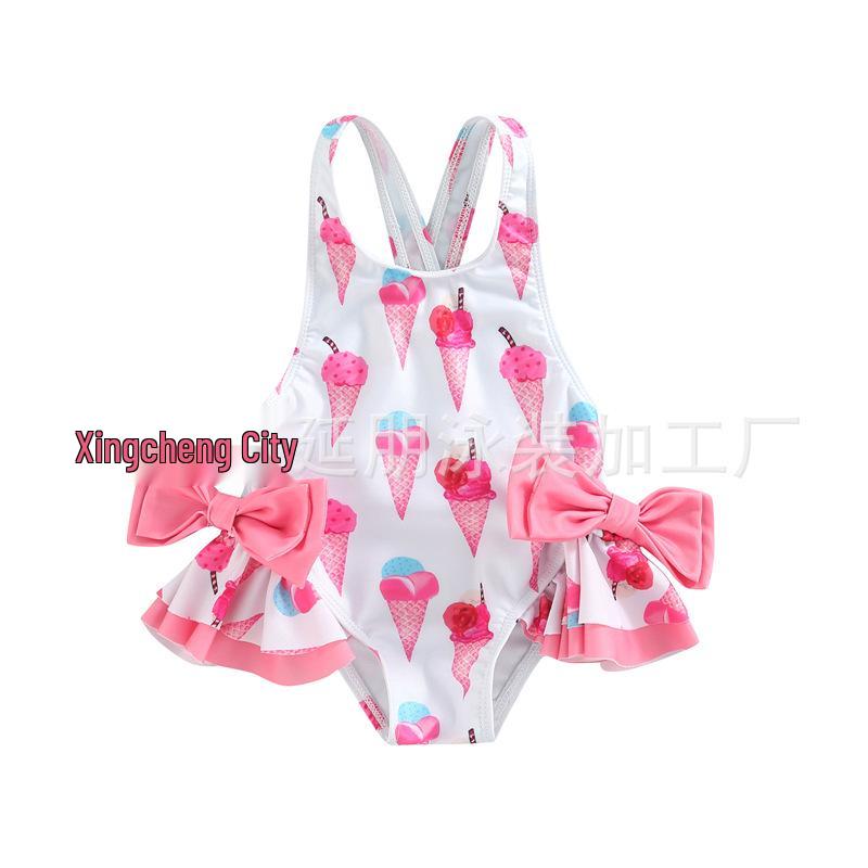 

Stylish Girls Bow One-Piece Swimsuit for Ages 2-5 - Perfect for Beach or Pool Size 110