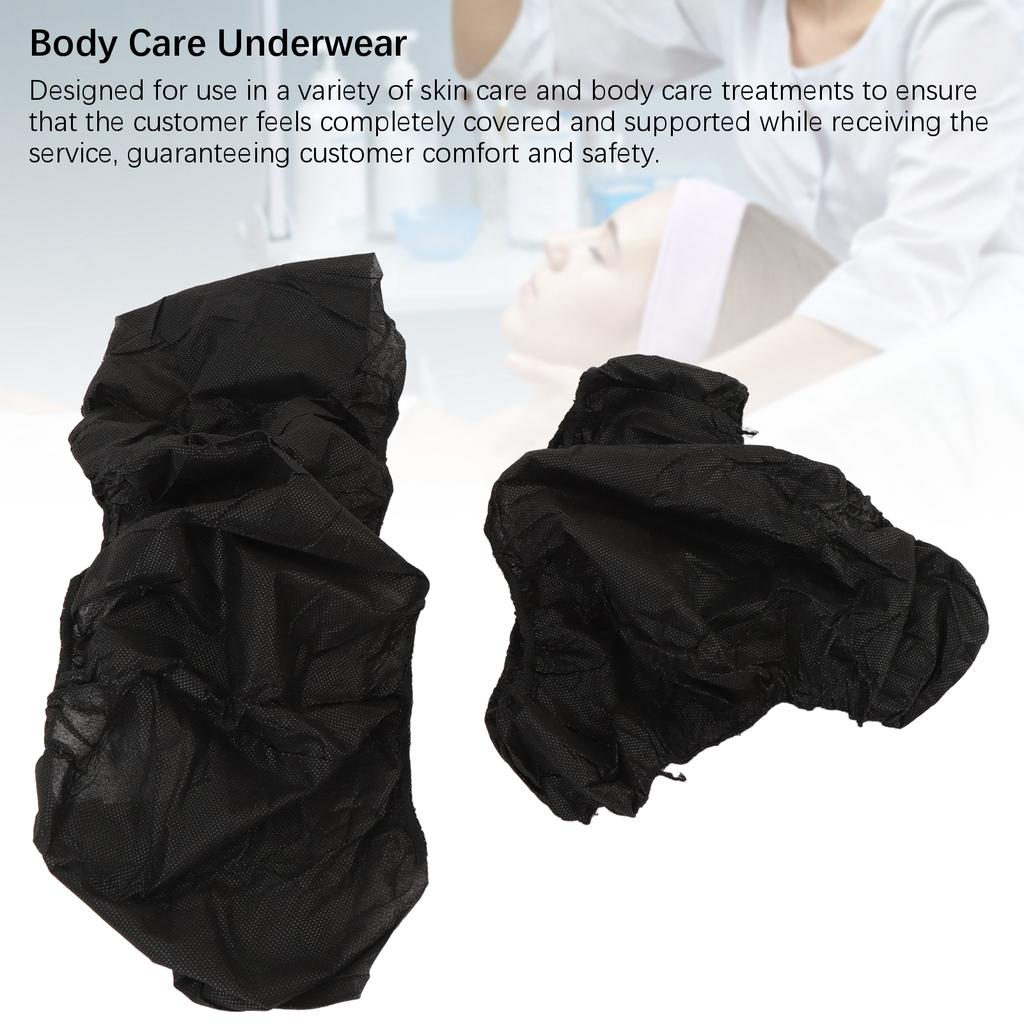 10set Disposable Bras and Panties Non Woven Breathable Soft Salon Top Garment Underwear Black