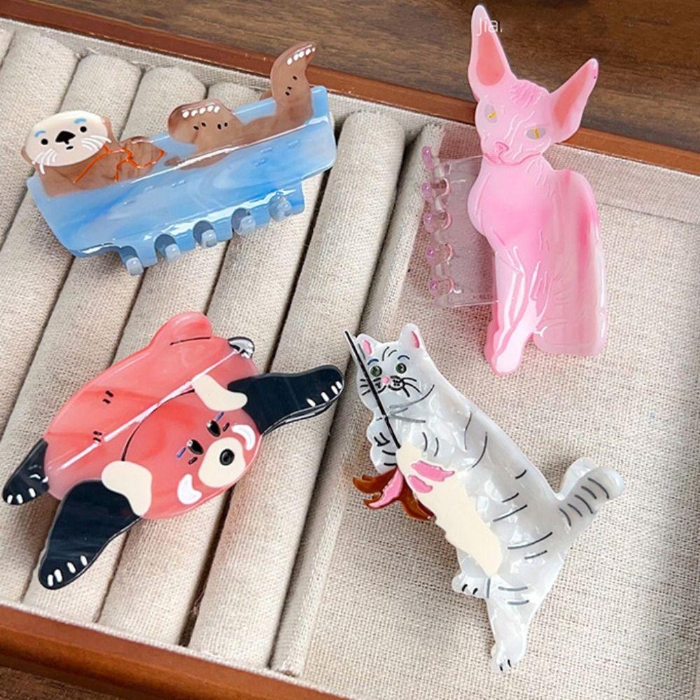 Kleiner Waschbär Süße Katze Krabbenklemme Koreanischer Stil Kleiner Haifischclip Cartoon Tier Haarkralle Damen