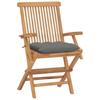 vidaXL Klappstühle mit grauen Kissen, 4 Stück, Massivholz Teakholz