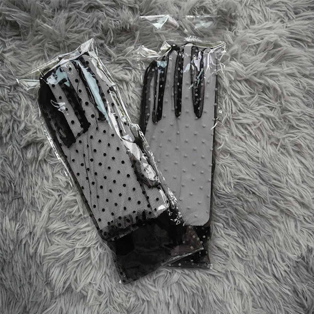 Falbala Full Finger Flexible Accessories Sunscreen Tulle Gloves Spots Lace Mittens Spots Gloves