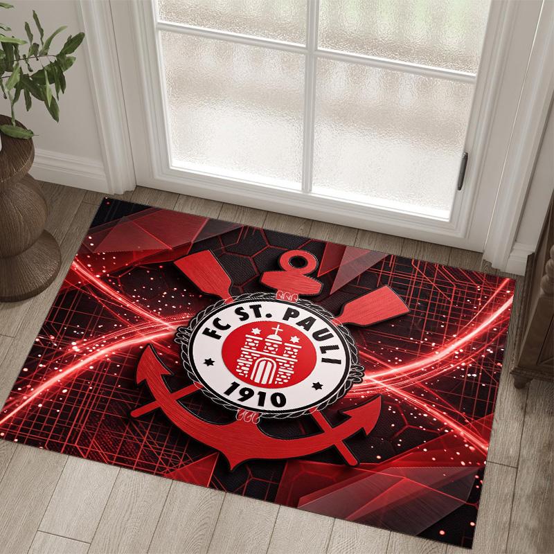 FC St. Pauli Football Design Crystal Velvet Carpet Cozy Non?Slip Printed Rug For Bedroom Living Room Entrance