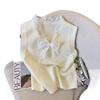 Women's Korean Style Slimming French Lace Bow Knit Pullover Vest - Spring 2026 Top