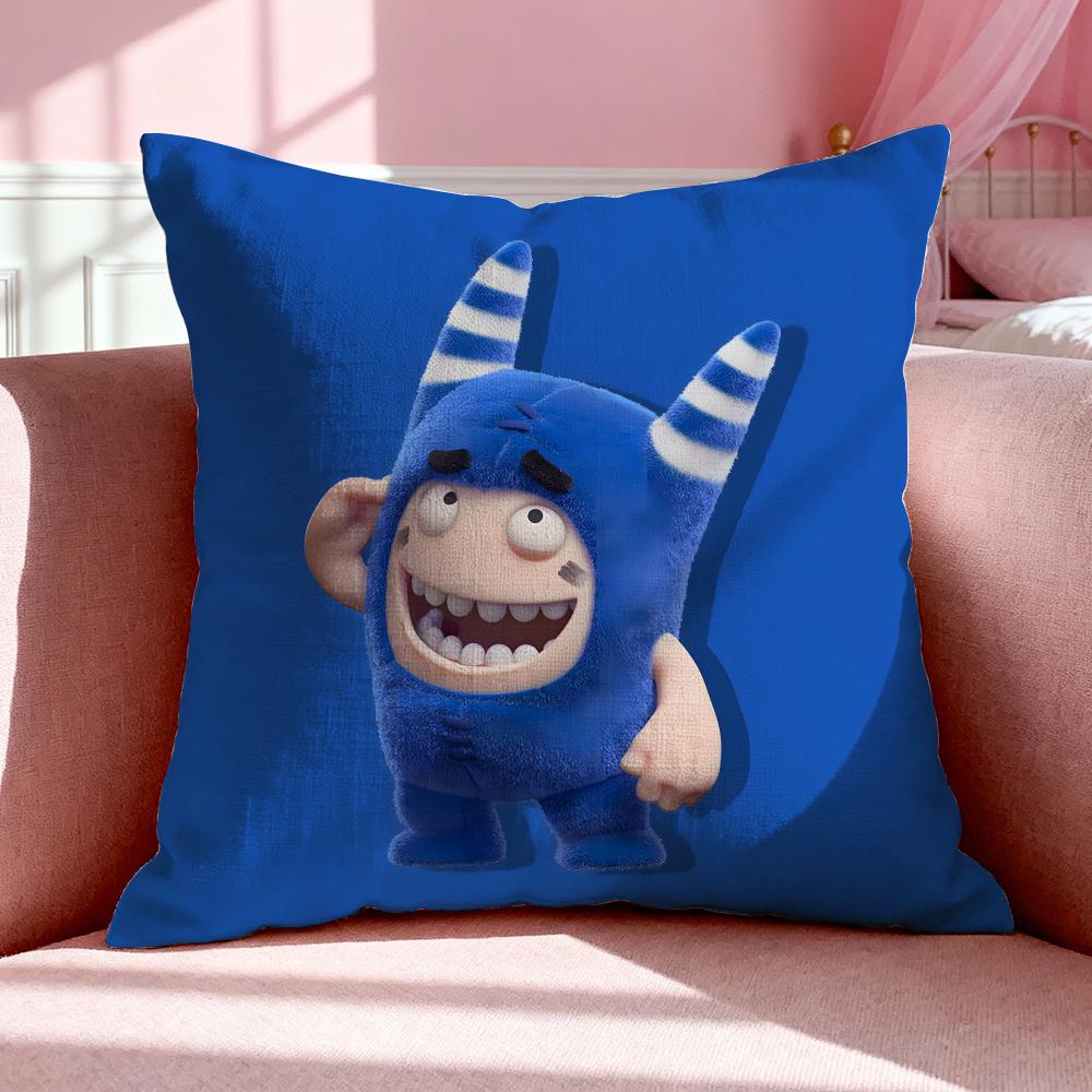 Cartoon O-Oddbods Kussenhoes Ademende Linnen Kussensloop Zomer Geurloos Eco-Vriendelijk Onzichtbare Rits Wasbaar 30x30cm