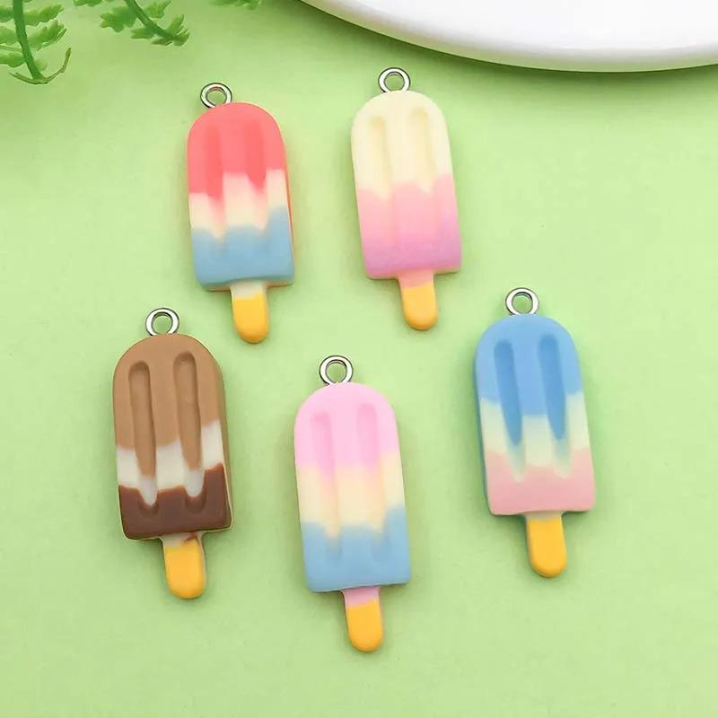 10pcs 11*32mm Colorful Imitation Food Ice Cream Popsicle Charms Resin Pendants for DIY Bracelet Necklace Jewelry Making Accessor