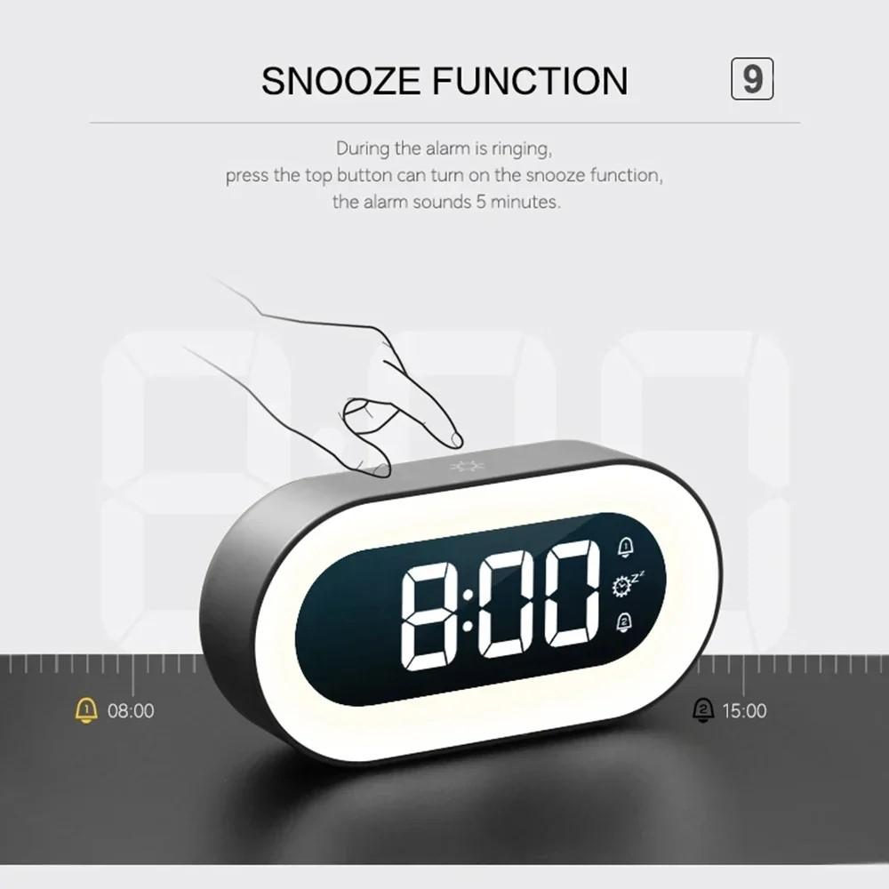 Multi-functional LED Silent Night Light Alarm Clock with Time Display for Student Bedside Table