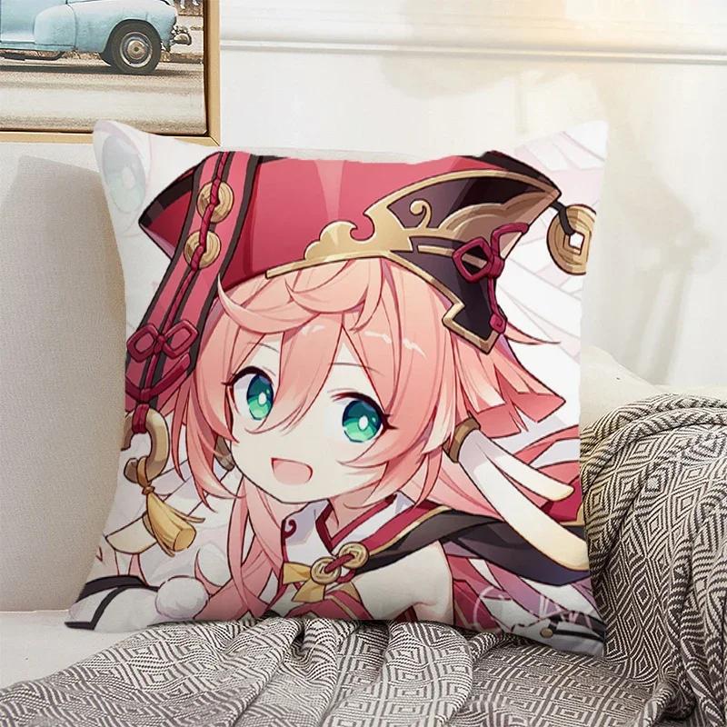 Genshin Impact Cushion Cover 45*45 Pillow Covers Decorative Sofa Cushions Pillowcase  Pillows Decor Home Pillowcases