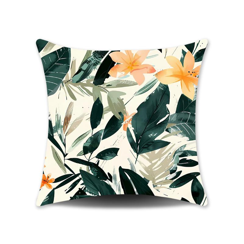 New Nap Pillow Green Leaves Sofa Plush Pillow Cover Home Bedroom Sofa Summer Pillow Cover